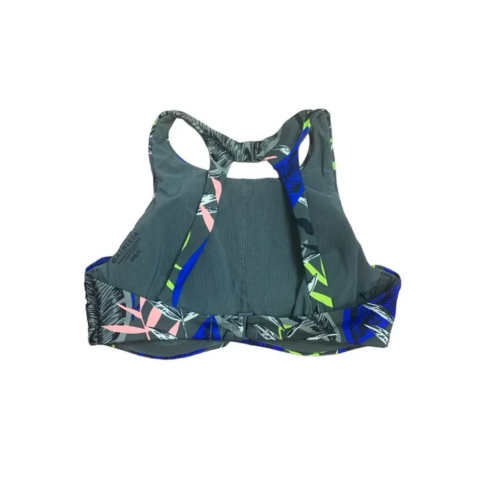 Athleta womens 34 B C medium small swim top tropical underwire print bathing bea